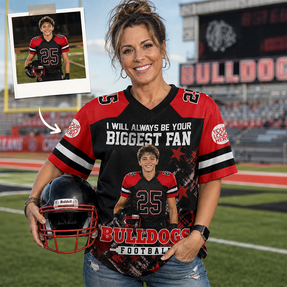 Custom Photo Star Gradient Football Jersey Gift For Sport Family  L0411 Hv01
