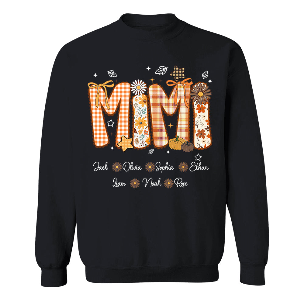 Custom Gigi Nickname Preppy Floral Fall with Baby Name Shirt For Grandma Nh00