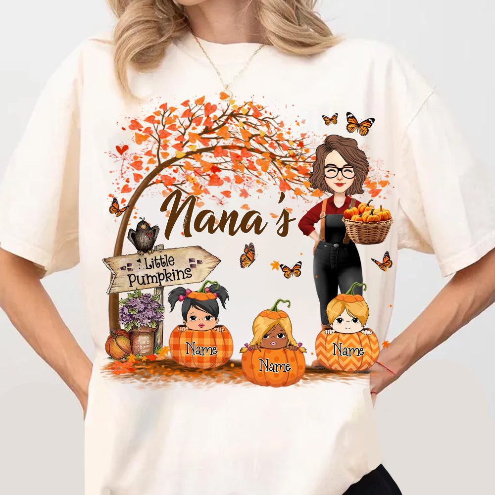 Personalized Grandma's Little Pumpkin Autumn Shirt New Nh00
