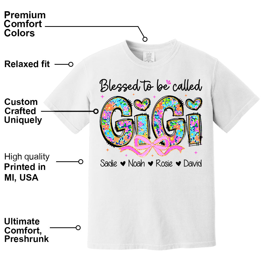 Personlized Blessed To Be Called Grandma Shirt, Custom Nickname and Kid T1807 NV01