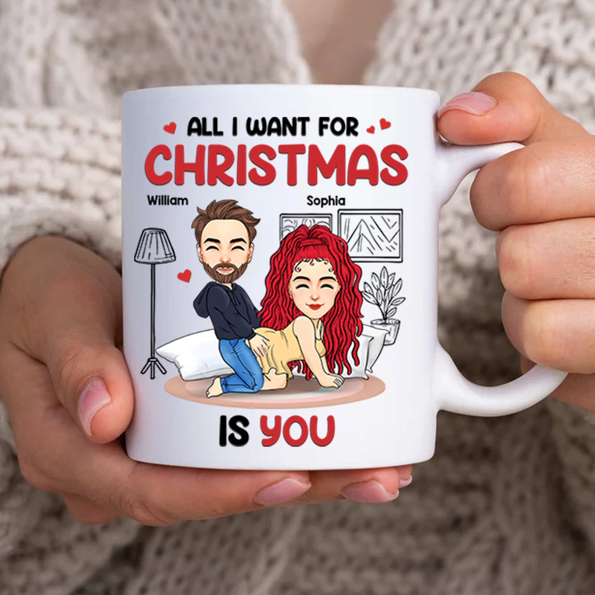 All I Want For Christmas Is You Personalized Custom Mug - Christmas Gift For Couple, Husband Wife, Anniversary Pa00