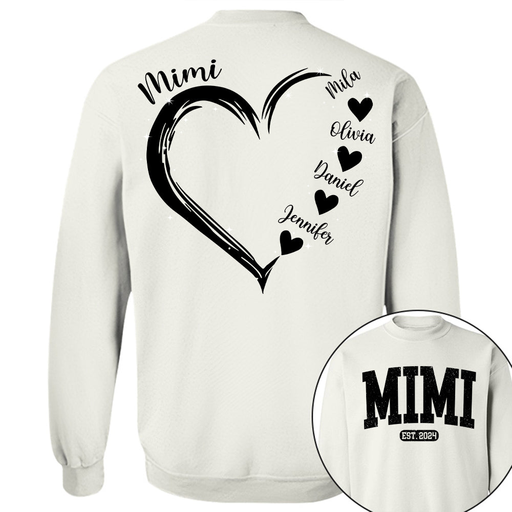 Personalized Mom Est Grandma Est Heart Grandkids For Grandma