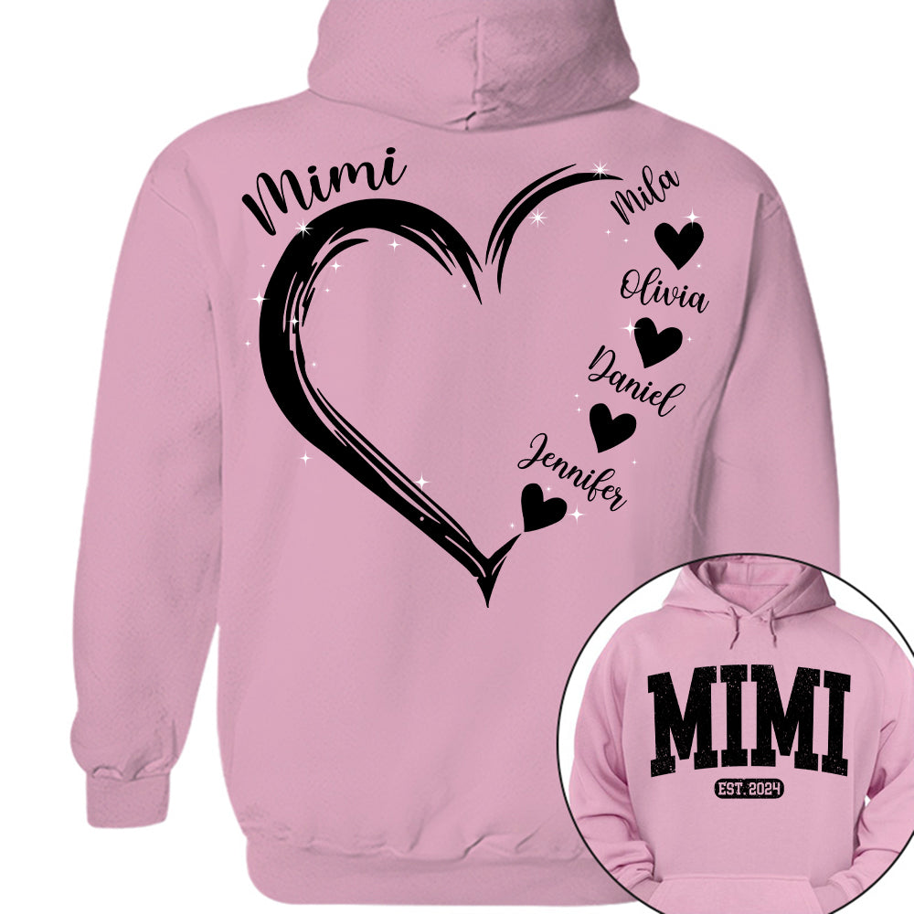 Personalized Mom Est Grandma Est Heart Grandkids For Grandma