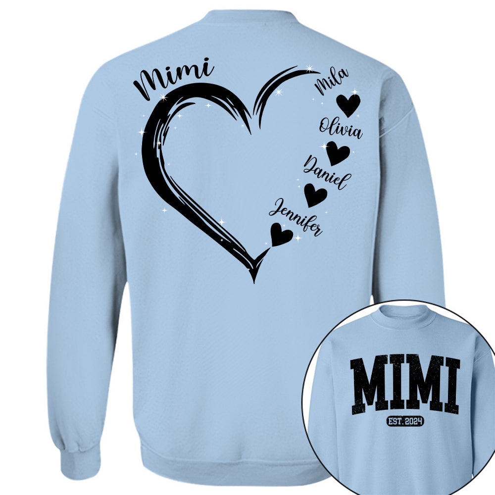 Personalized Mom Est Grandma Est Heart Grandkids For Grandma
