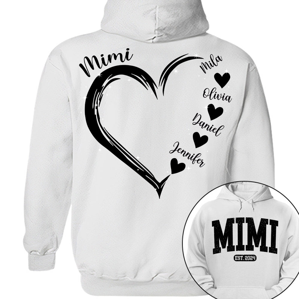 Personalized Mom Est Grandma Est Heart Grandkids For Grandma