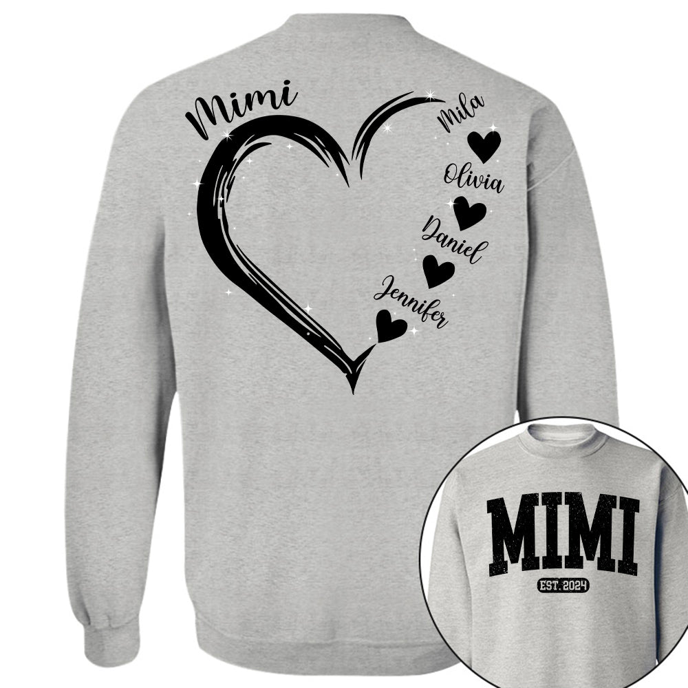 Personalized Mom Est Grandma Est Heart Grandkids For Grandma