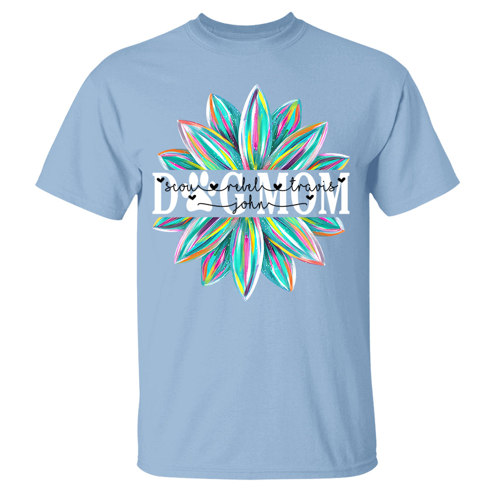 Dog Mom Flower Color 4 Custom Name Dog Shirt Gift For Dog Mom Lovers