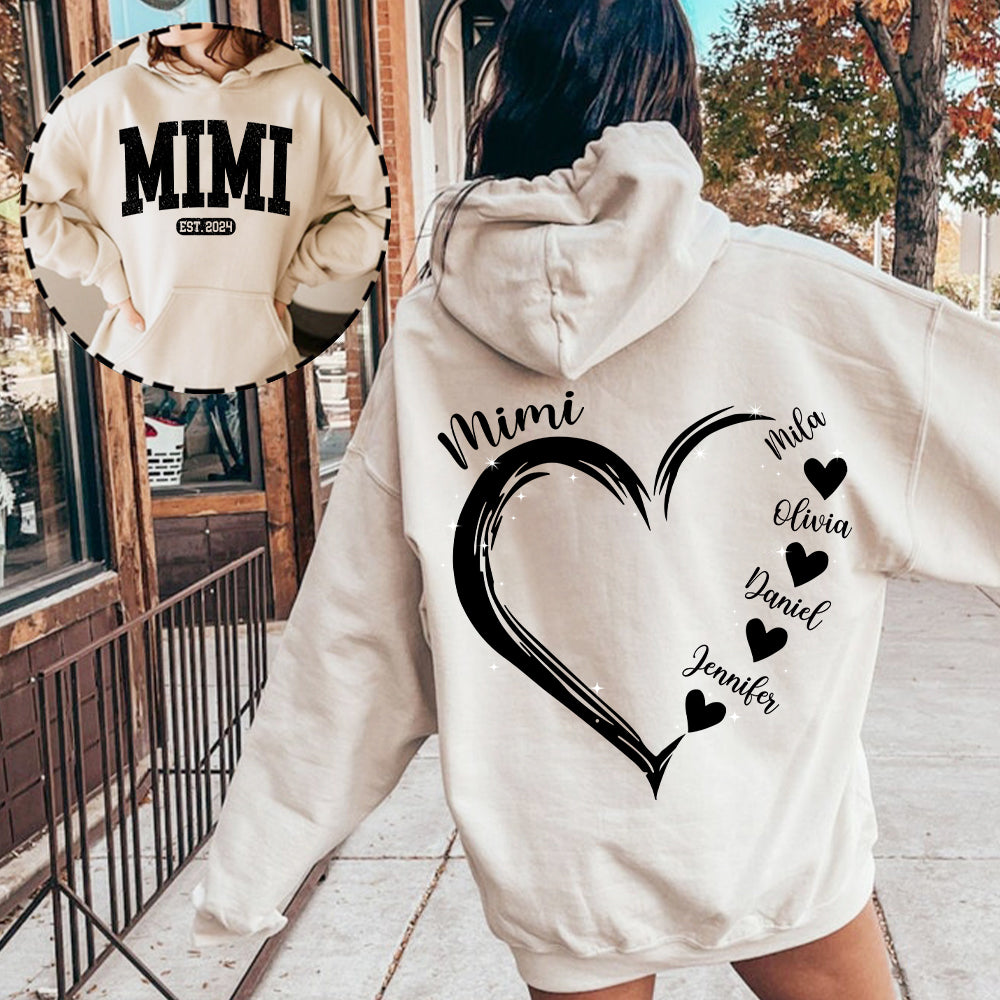 Personalized Mom Est Grandma Est Heart Grandkids For Grandma