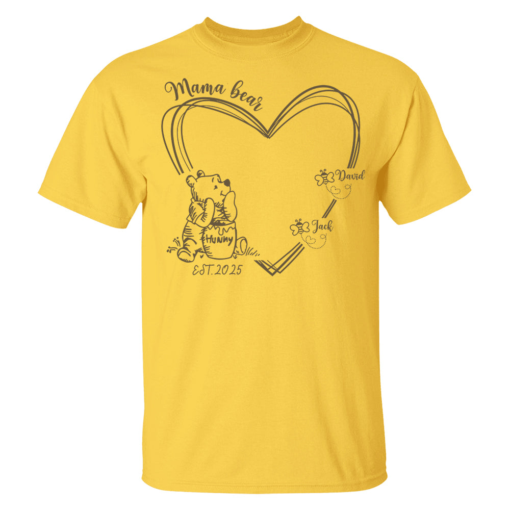 Custom Mama Bear Est And Grandkids Heart Shirts For Grandma Pt99