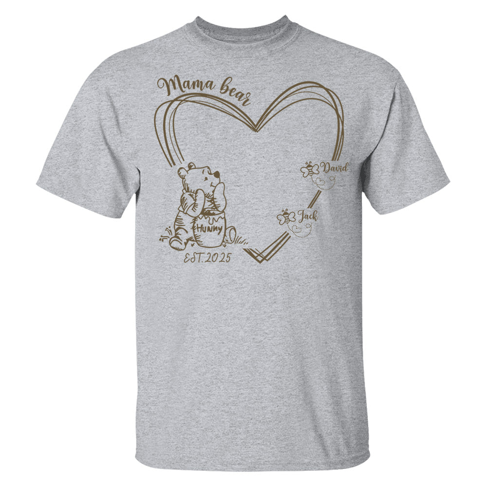 Custom Mama Bear Est And Grandkids Heart Shirts For Grandma Pt99