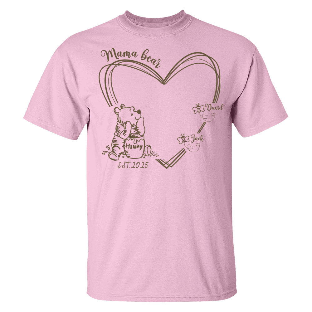 Custom Mama Bear Est And Grandkids Heart Shirts For Grandma Pt99