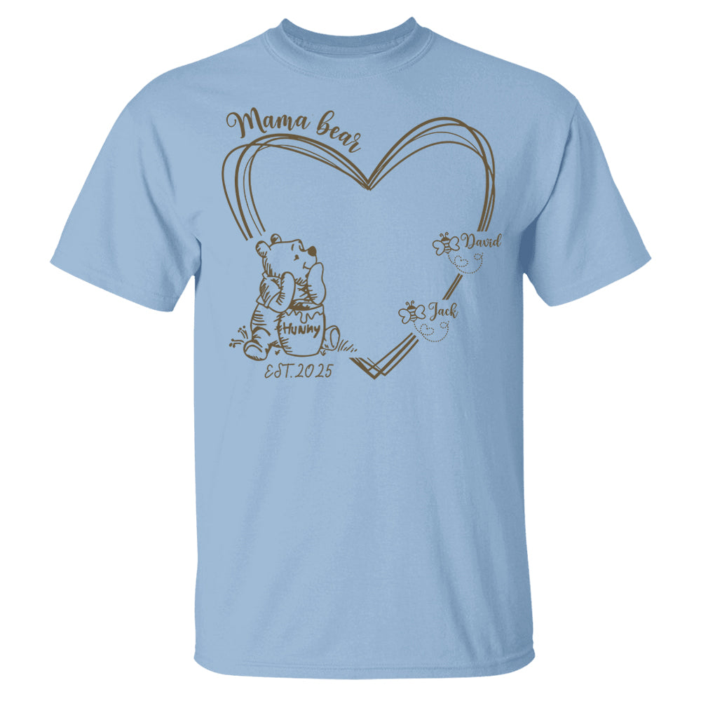 Custom Mama Bear Est And Grandkids Heart Shirts For Grandma Pt99