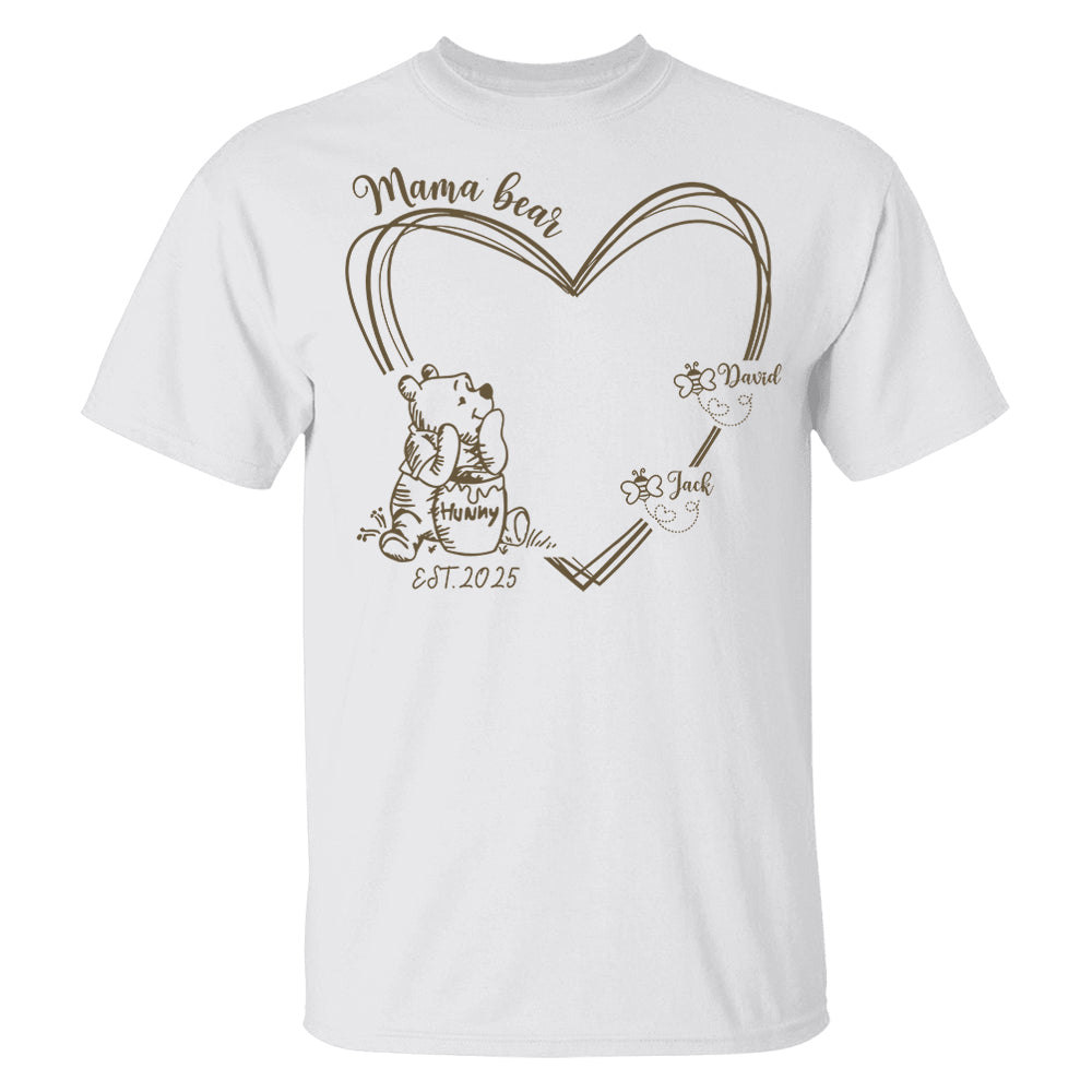 Custom Mama Bear Est And Grandkids Heart Shirts For Grandma Pt99