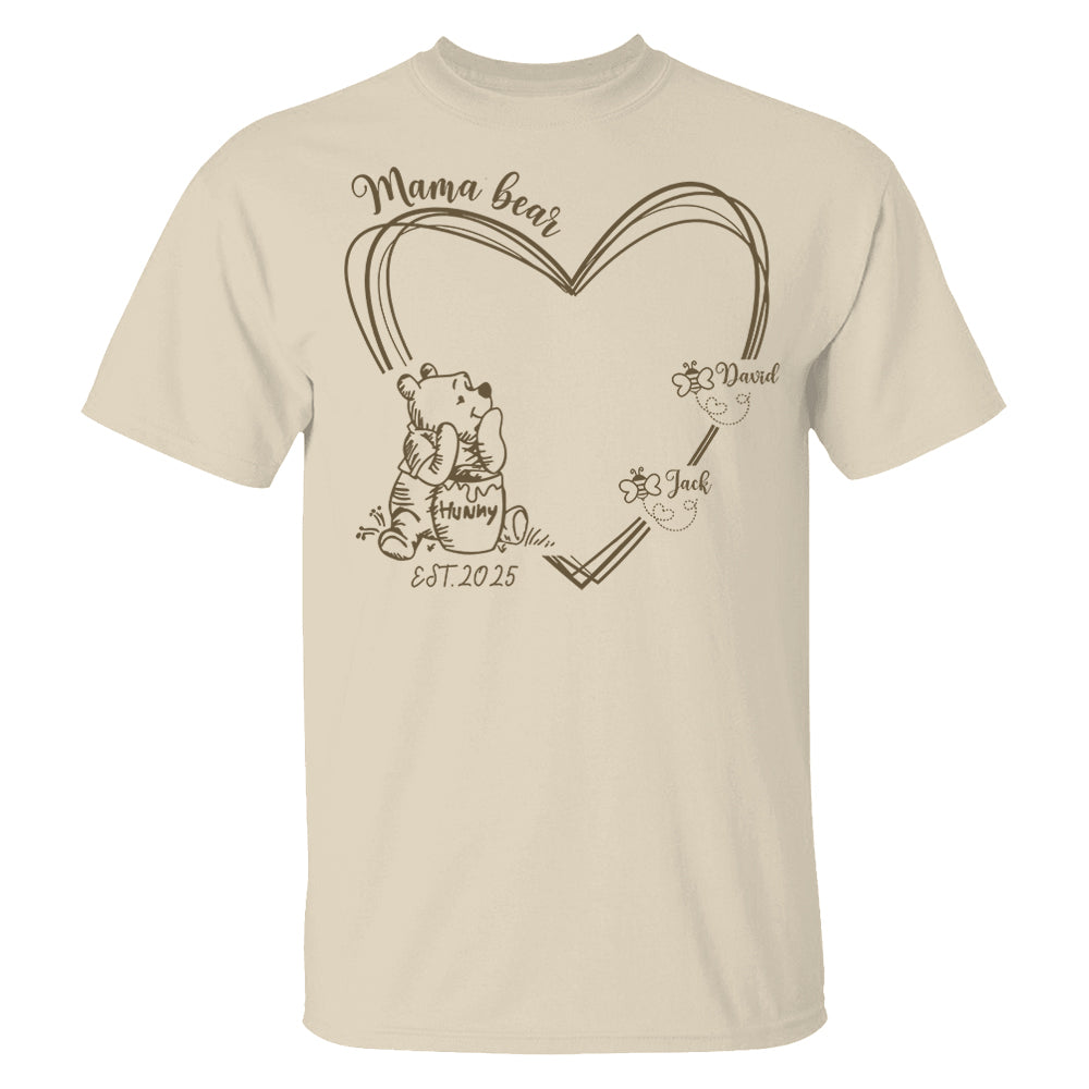 Custom Mama Bear Est And Grandkids Heart Shirts For Grandma Pt99