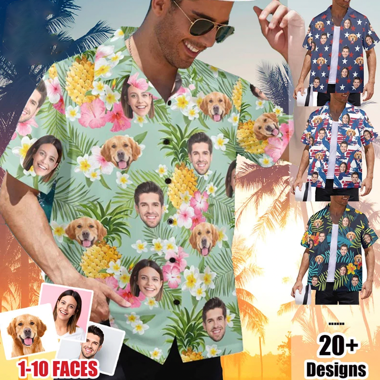 Custom Hawaiian Shirt with Face, Custom Hawaiian Shirt for Men Women, Custom Hawaiian Shirt Dog, Hawaiian Shirt for Logo, Father's Day Gift