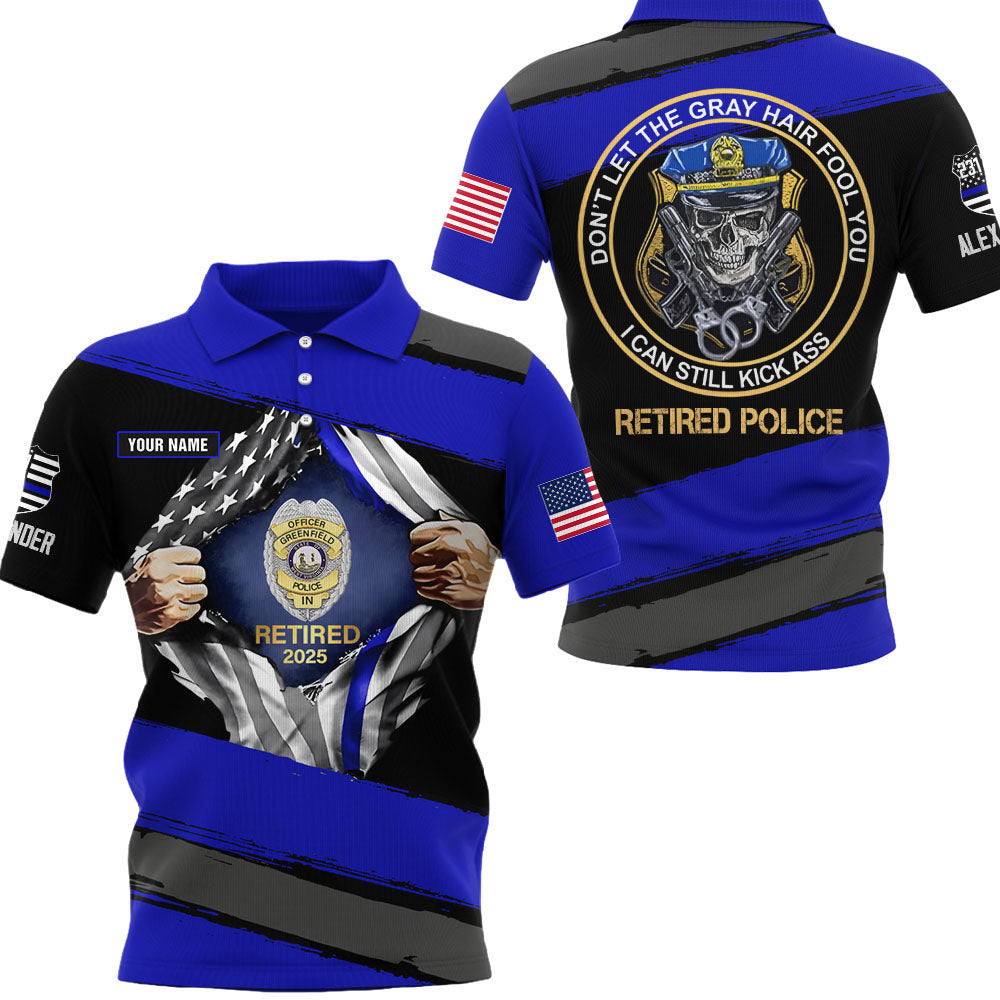 Personalized Retired US Police Badge & Service Time Shirt Gift For Police T1807 Li29