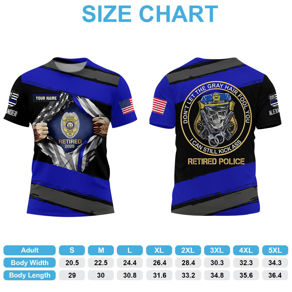 Personalized Retired US Police Badge & Service Time Shirt Gift For Police T1807 Li29