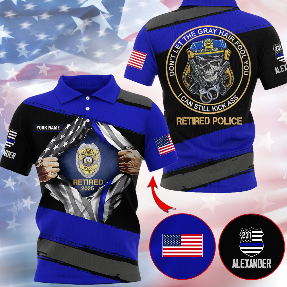 Personalized Retired US Police Badge & Service Time Shirt Gift For Police T1807 Li29