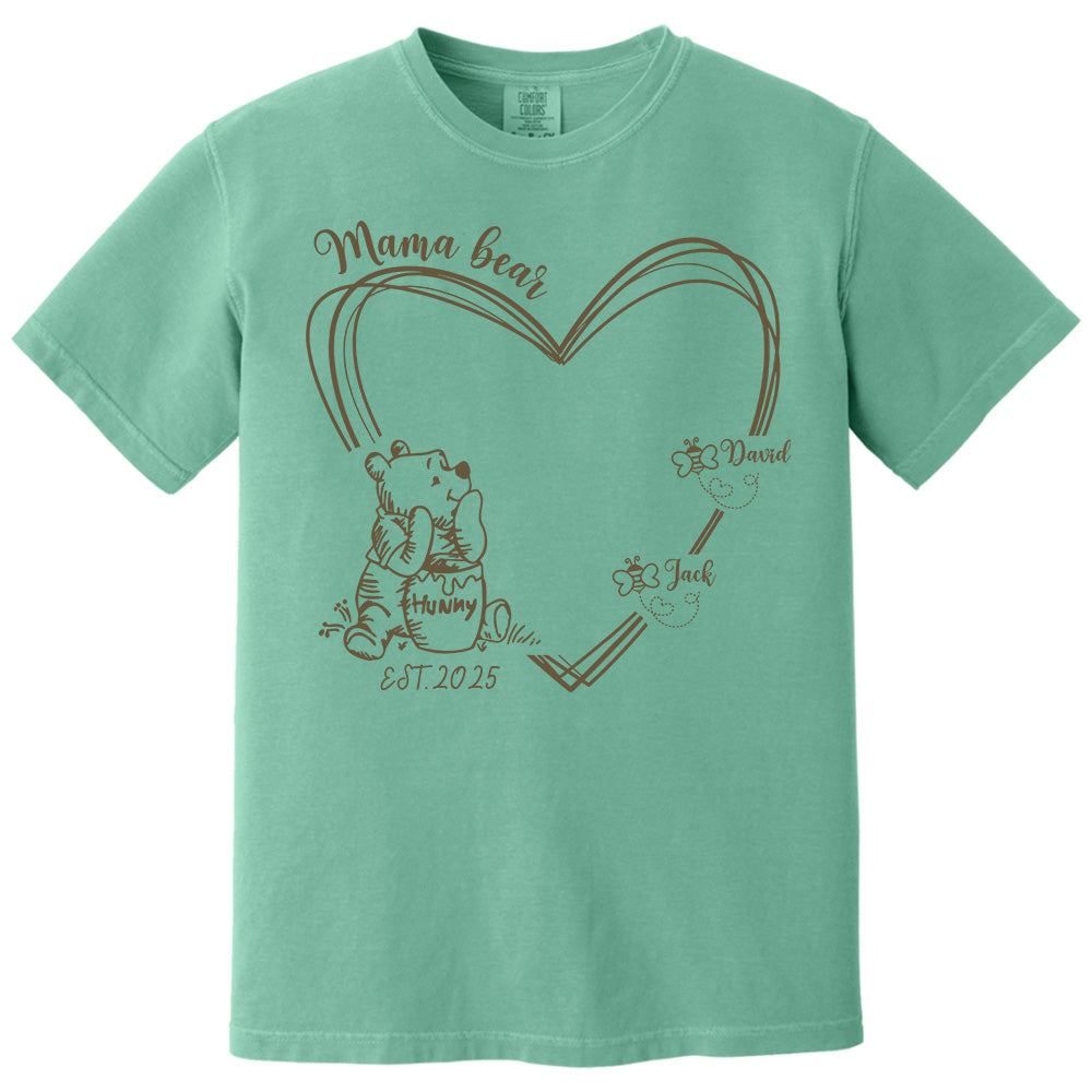 Custom Mama Bear Est And Grandkids Heart Shirts For Grandma Pt99