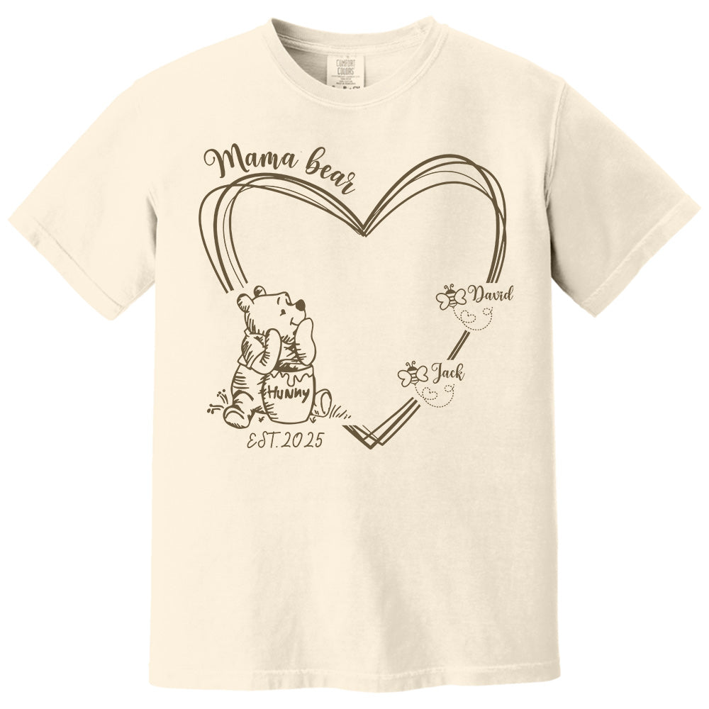 Custom Mama Bear Est And Grandkids Heart Shirts For Grandma Pt99