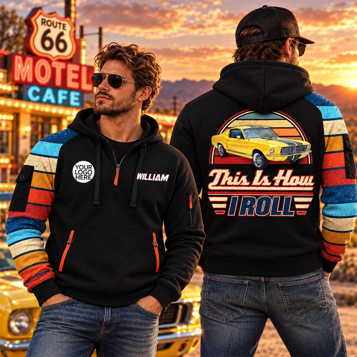 This Is How I Roll - Personalized Photo Classic Car Half Zipper Hoodie - Gift for Dad, Grandpa & Car Lovers A2110 Pt99 VN09