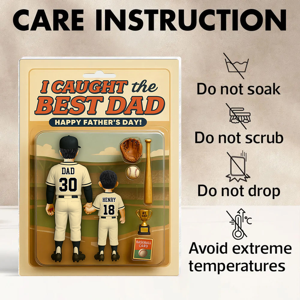I Caught the Best Dad, Personalize Baseball Dad Acrylic Block Plaque, Father's Day Gift for Dad A2110