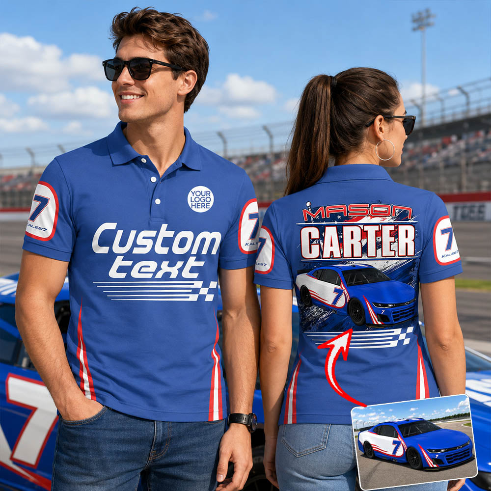 Custom Photo Race Car Polo Shirt - Personalized Shirt For Racing Fan A2110
