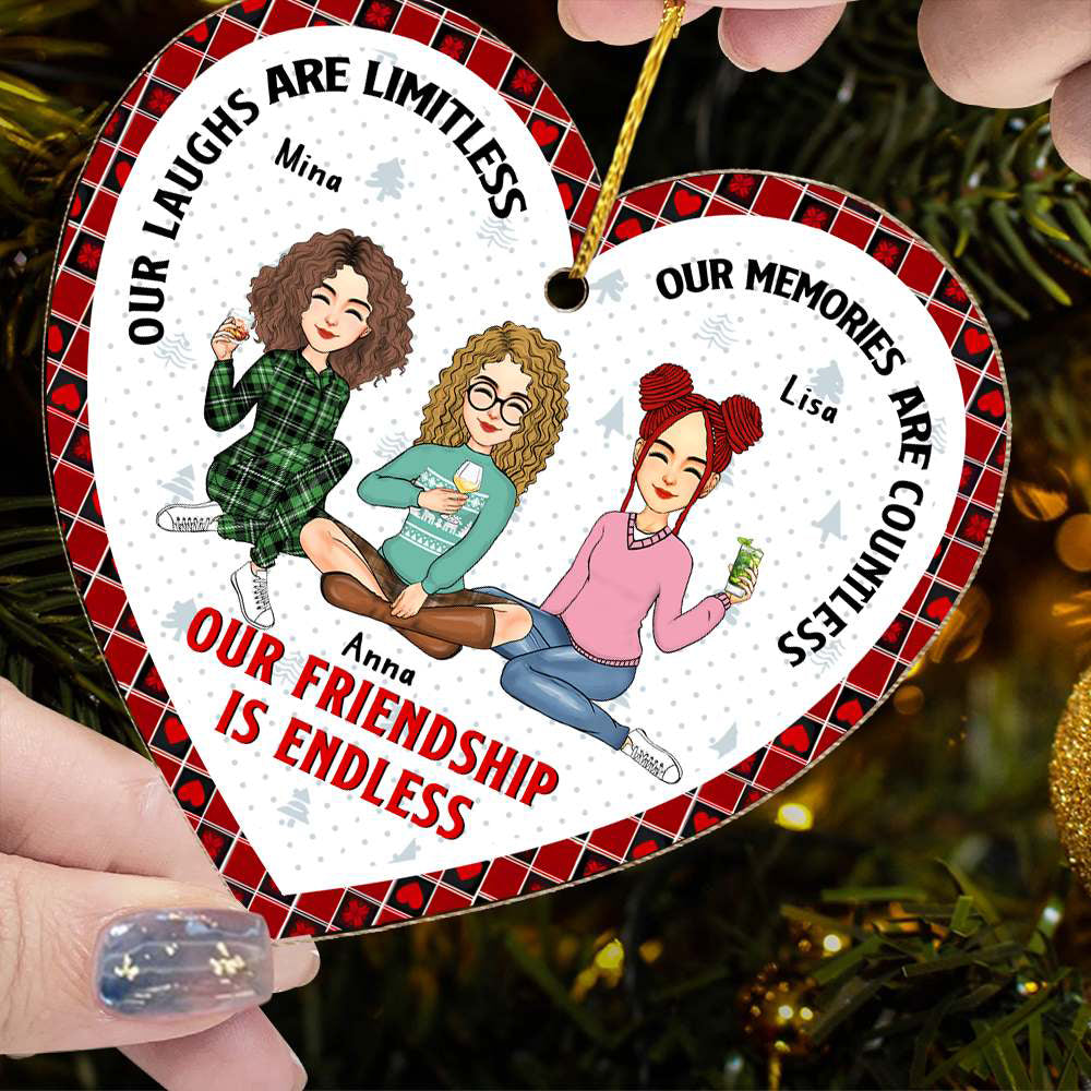 Our Friendship Is Endless Personalized Heart Wooden Ornament Na02