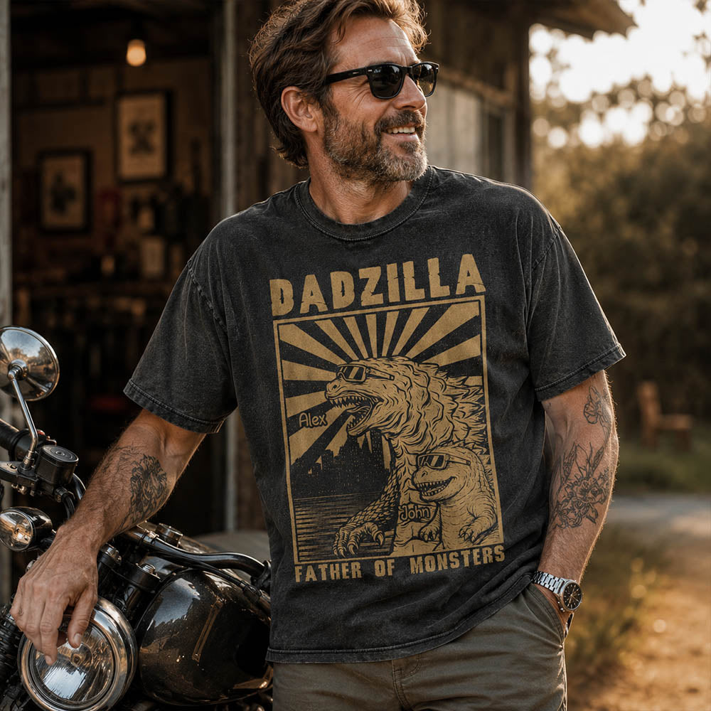 Dadzilla Father Of Monsters Personalized Dadzilla T-Shirt Father Day Gifts for Dad Funny Papa Tshirt Cool Daddy Dinosaur Tee Na02