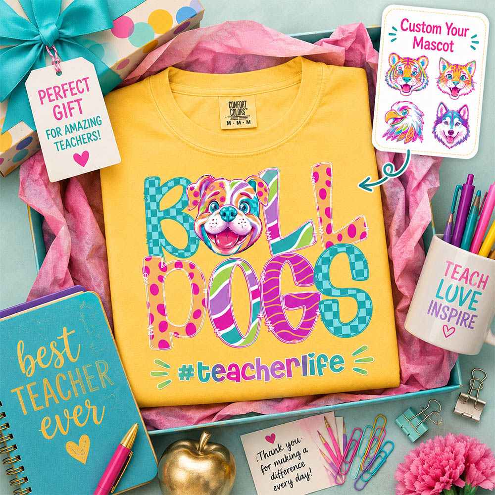 Personalized Mascot Spirit Shirt, Personalized School Spirit Tee, Colorful Team Name T-Shirt