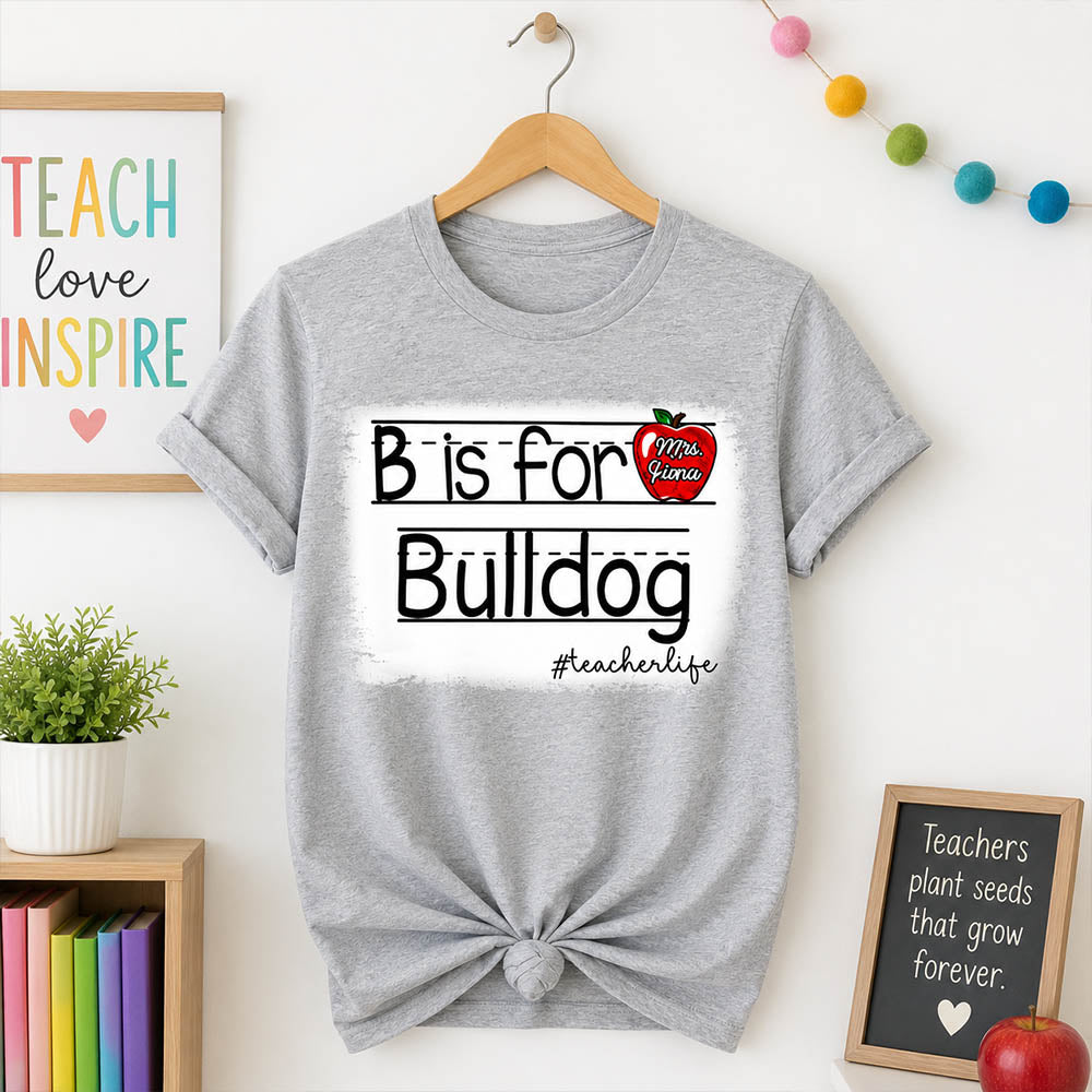 Personalized School Mascot Custom Apple Name Teacher T-Shirt, Custom Gifts For Teacher