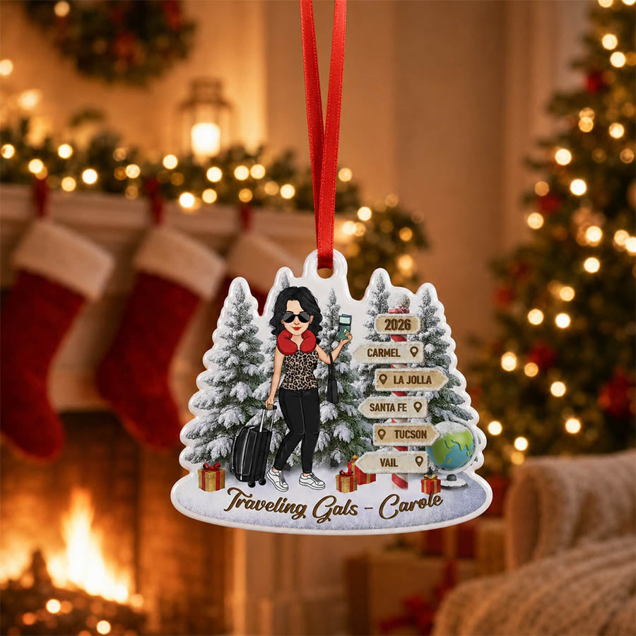 Personalized Travel Adventure Ornament, Custom Traveling Destination Ornament, Couple Traveling Destination, Travel Gift, Christmas Gift Na02