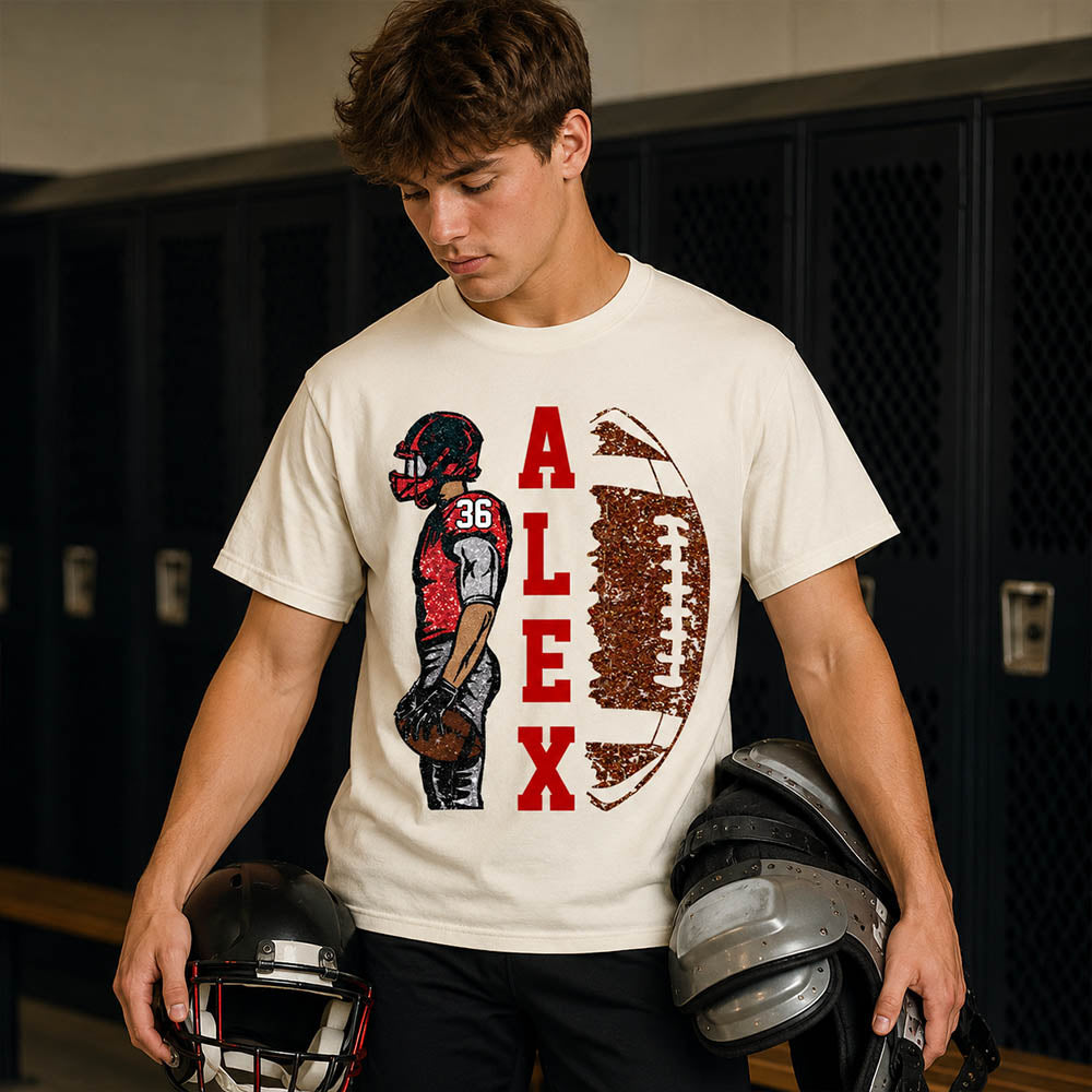 Personalized Football Shirt - Matching Football Player Tee - Adult Youth Team Name - Sports Cheerleader Shirts - Matching Fan Outfits