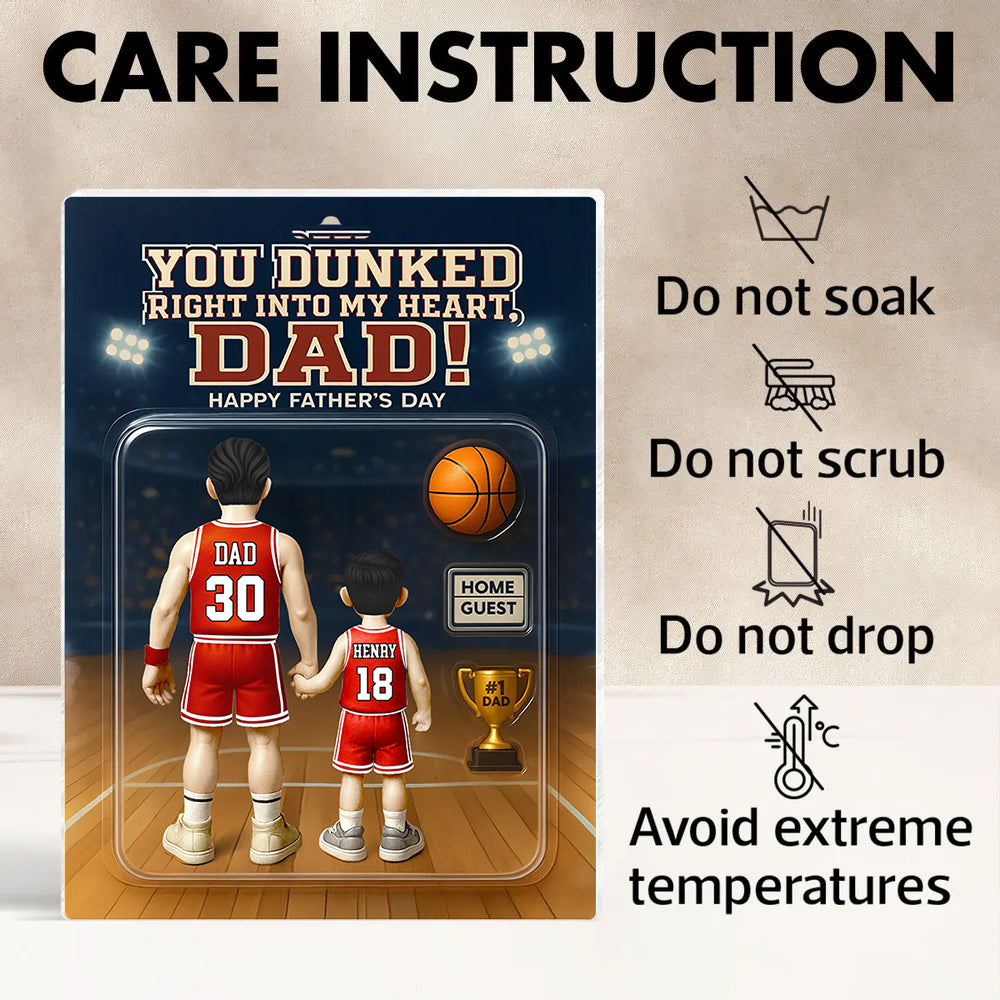 You Dunked Right Into My Heart Dad, Basketball Custom Figure Personalized Acrylic Block Plaque, Gift For Dad A2110