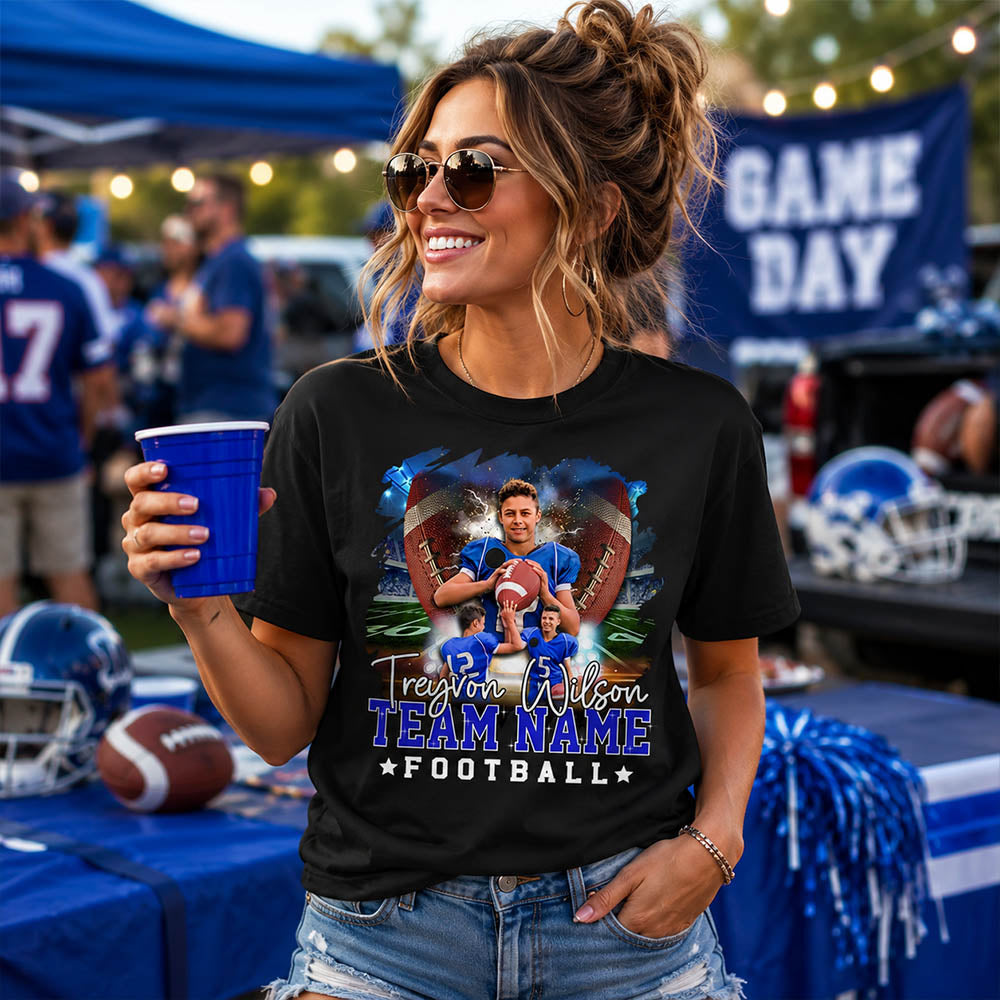 Personalized Name Number School Name Team Name American Football Player Shirt For Football Lover Football Son Mom K1702