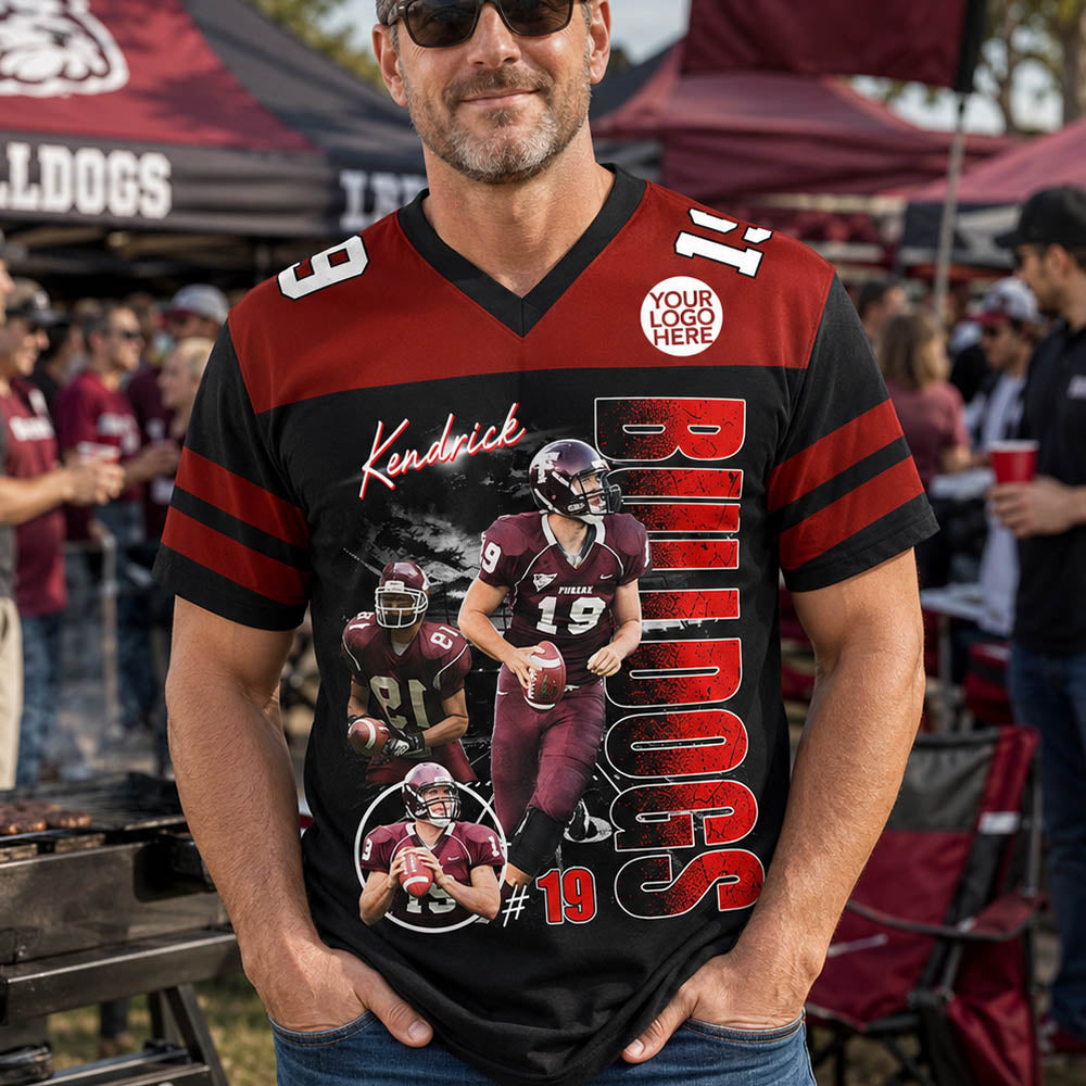 Custom Photo Football Player Shirt - Personalized Team Name School Name Football Jersey Shirt