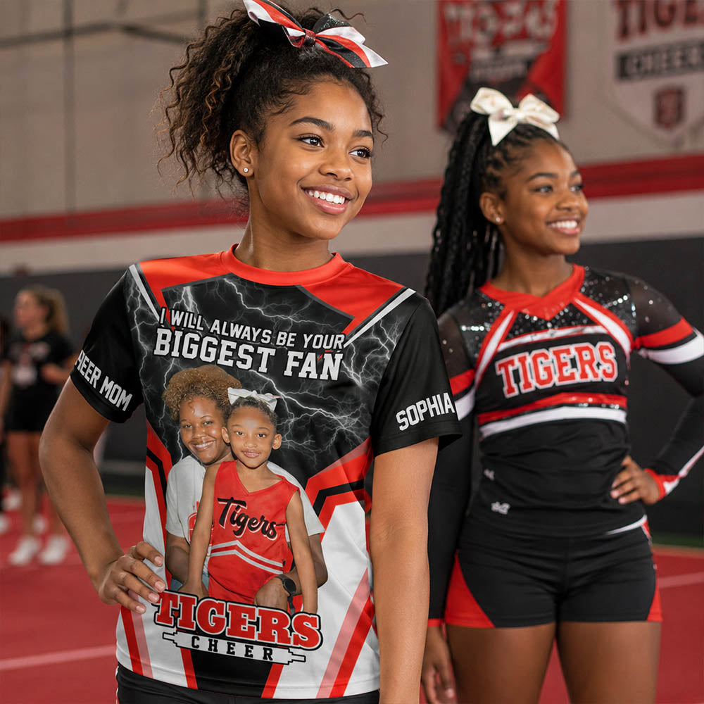 Cheerleader I Will Always Be Your Biggest Fan Personalized All Over Print Shirt For Cheer Mom Grandma Cheer Family Game Day Shirt H2511