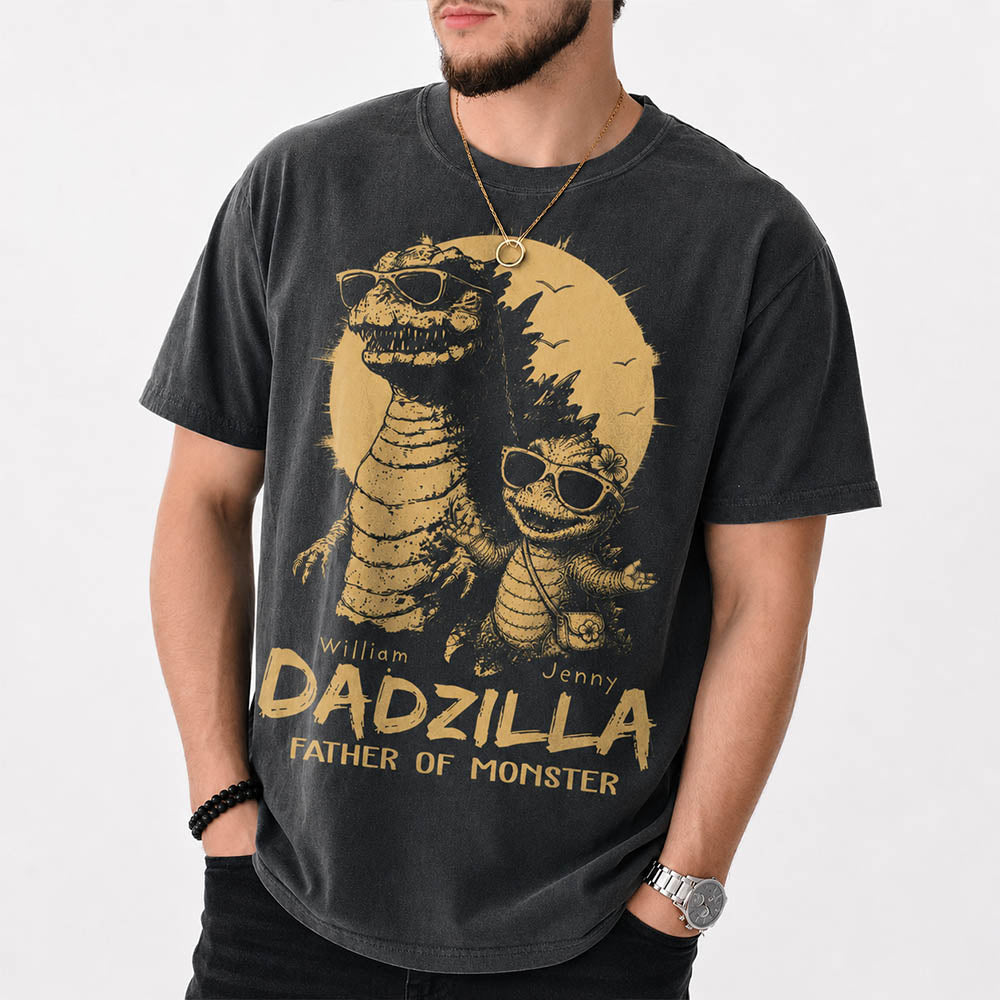 Personalized Dadzilla T-Shirt Father Day Gifts for Dad Funny Papa Tshirt Cool Daddy Dinosaur Tee New Art