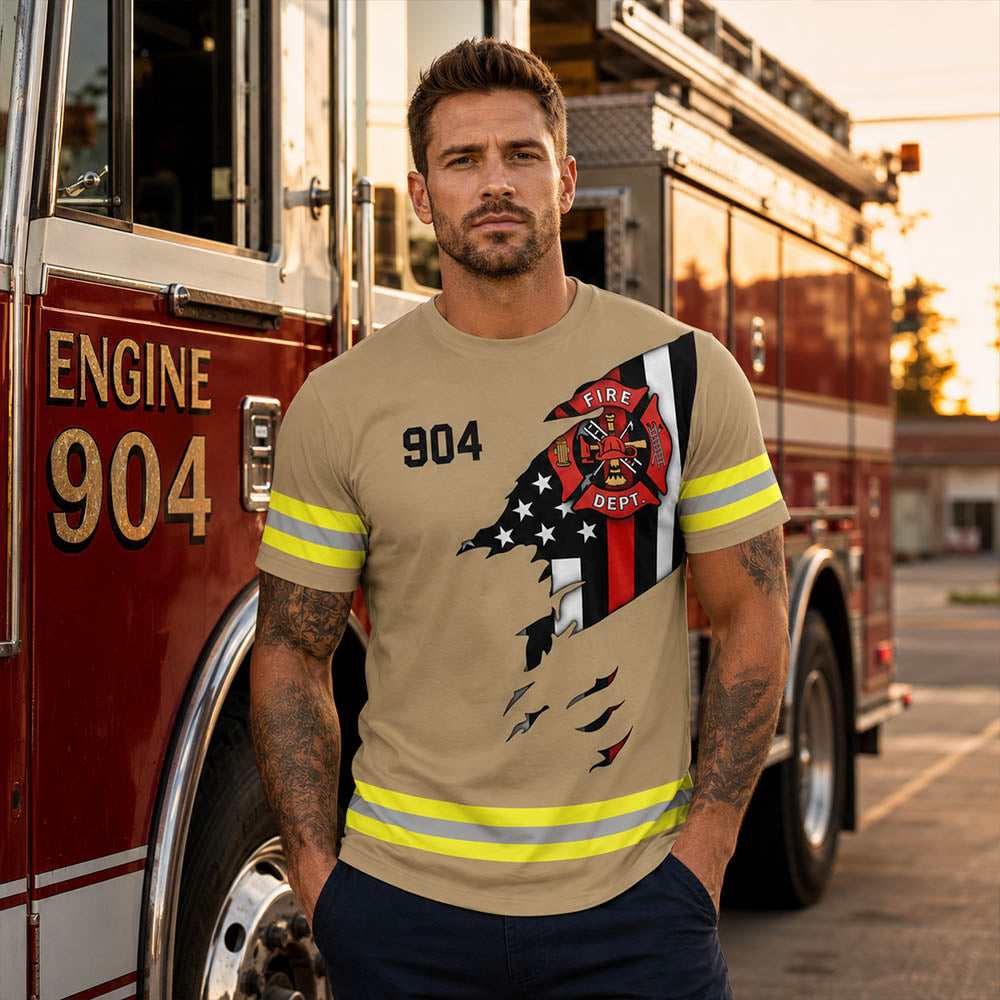 Firefighter Custom Uniform All Over Print Shirt Gift For Firemen H2511