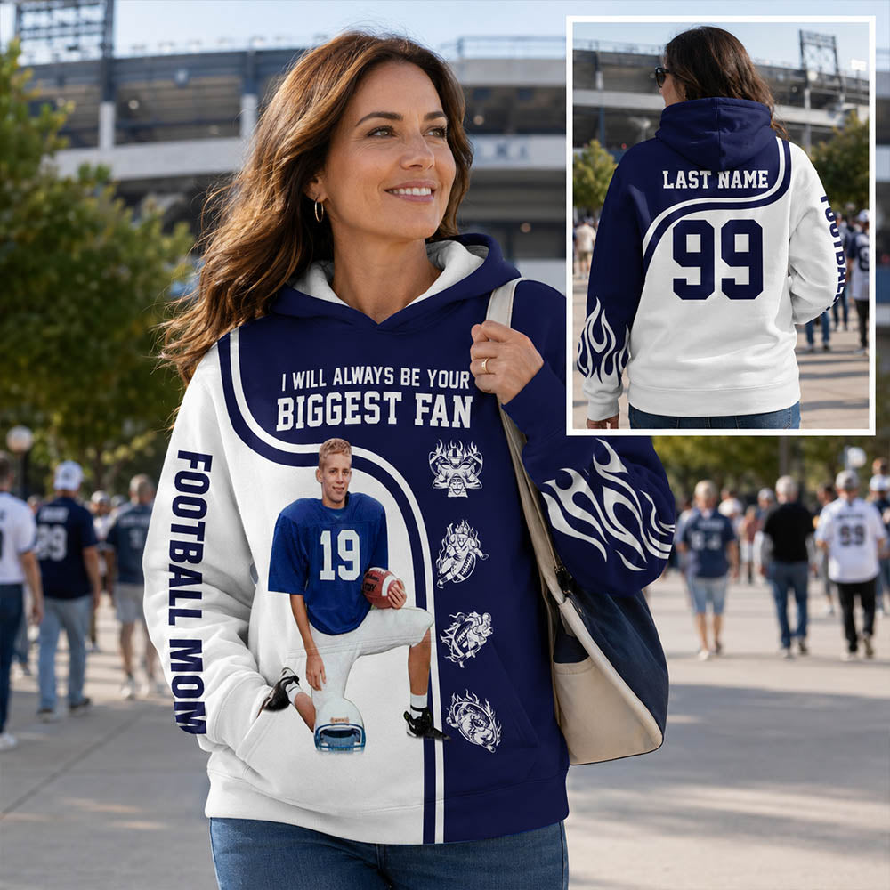 I Will Always Be Your Biggest Fan Custom All Over Print Shirt Gift For Football Mom Football Lovers H2511 - 3d Tshirt / S 商品缩略图
