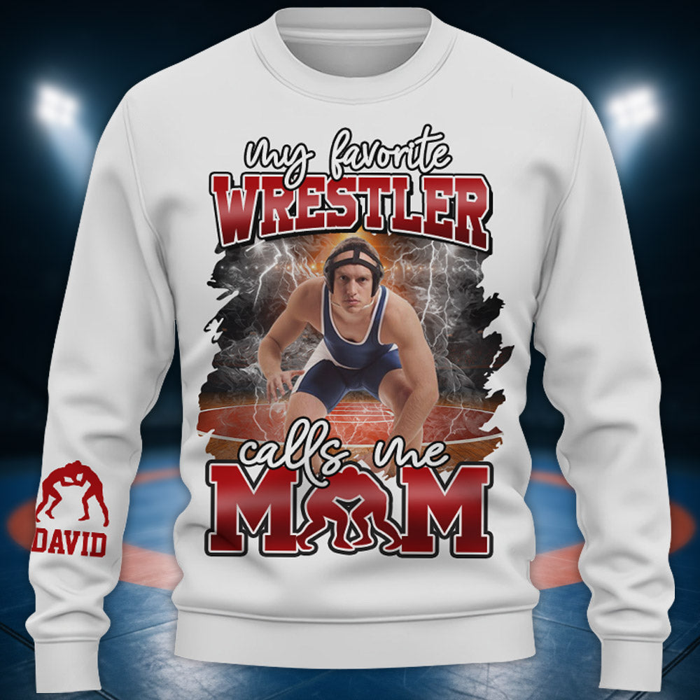 My Favorite Wrestler Calls Me Mom - Personalized All Over Print Shirt For Wrestling Mom Wrestling Family T1807