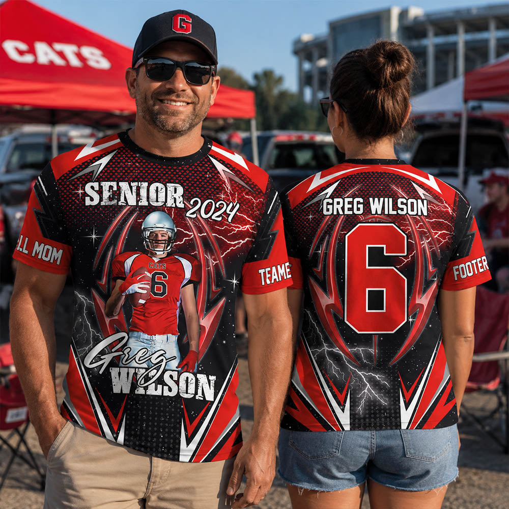 Custom Photo Football All Over Print Shirt For Football Family Game Day Shirt K1702