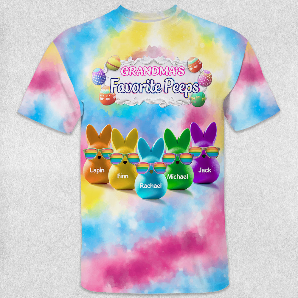 Personalized Grandma's Favorite Bunny Colorful All Over Print Shirt Tu20