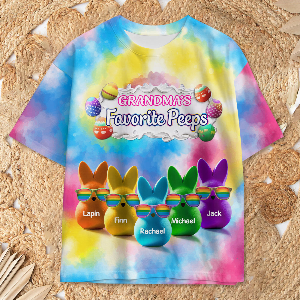 Personalized Grandma's Favorite Bunny Colorful All Over Print Shirt Tu20
