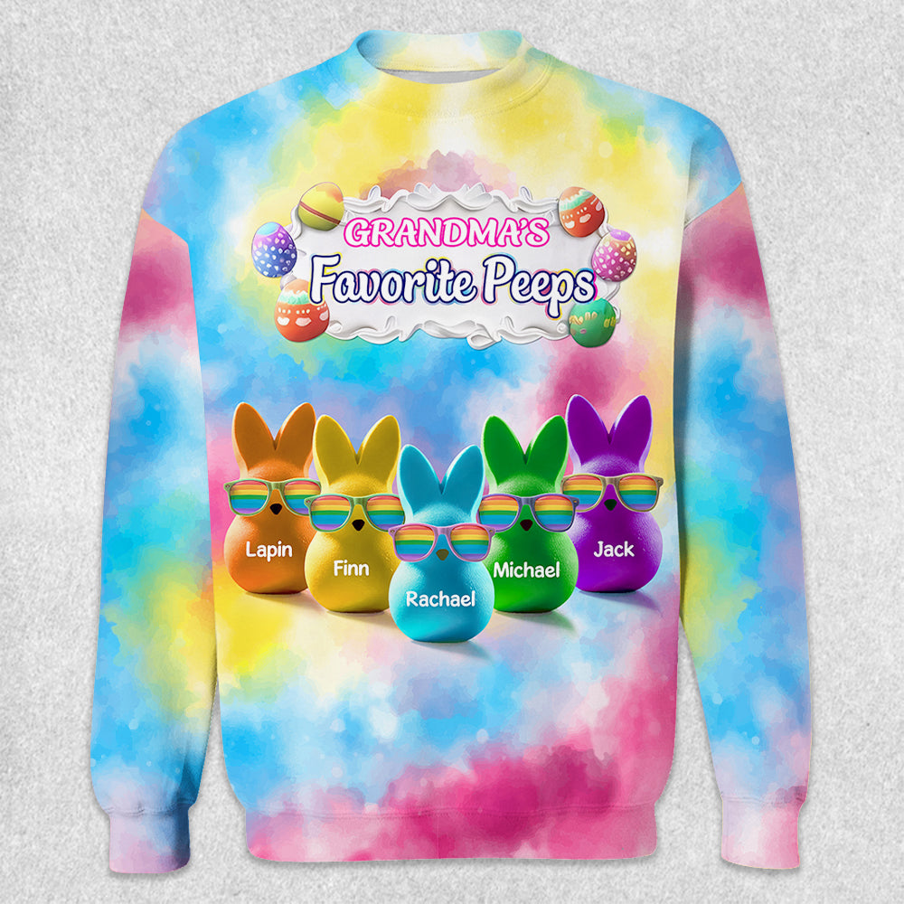 Personalized Grandma's Favorite Bunny Colorful All Over Print Shirt Tu20