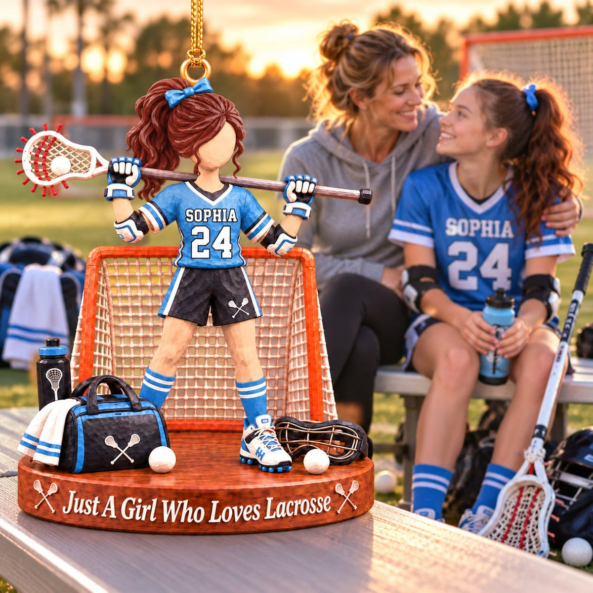 Personalized Just A Girl Who Loves Lacrosse Ornament, Custom Name & Number Player Lacrosse Ornament, Gift For Lacrosse Lover T1807 Hv01