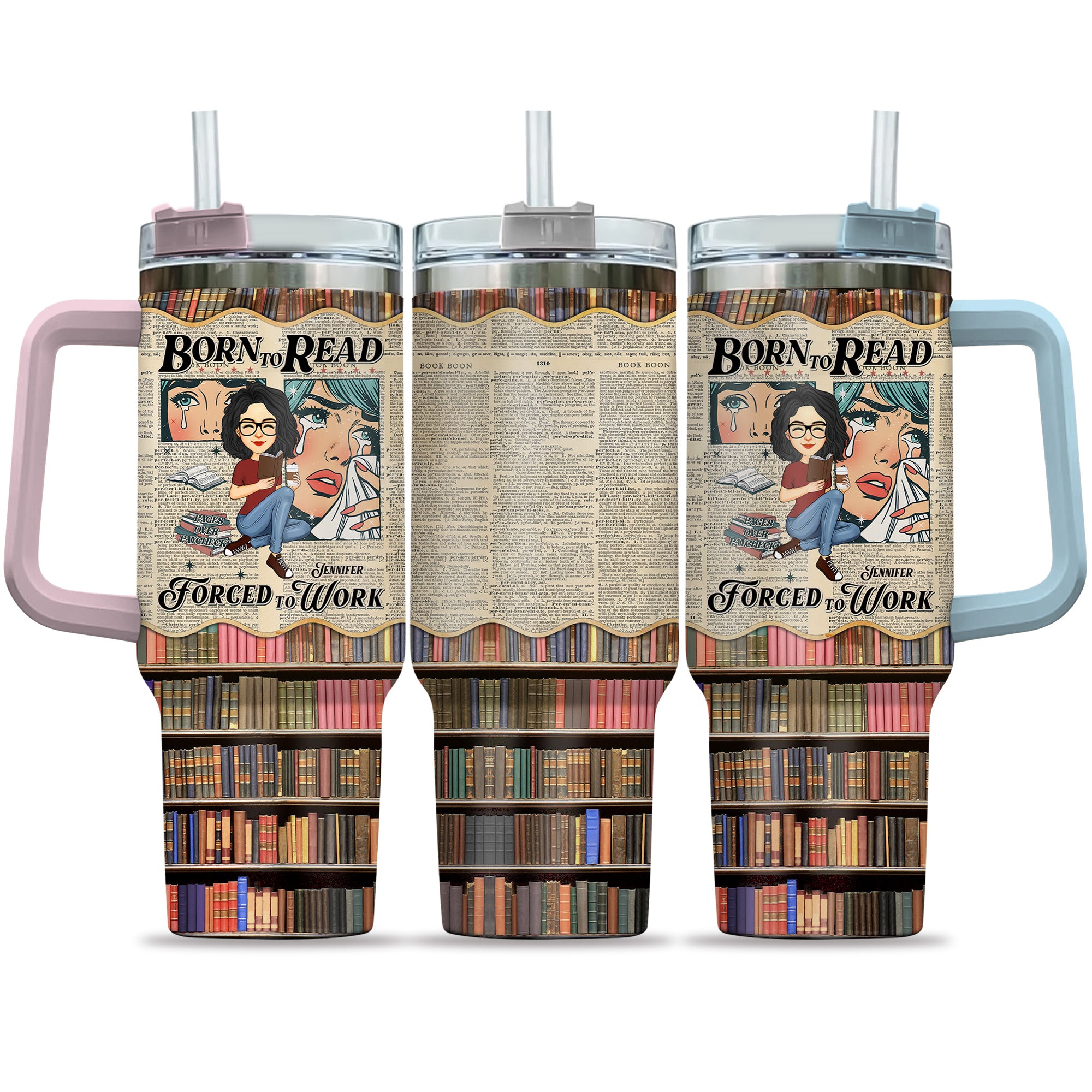 Retro Comfort Born To Read Bookish Steel Tumbler, Funny Reader Book Addict Steel Tumbler - Personalized Steel Tumbler For Reading Lovers Tu20