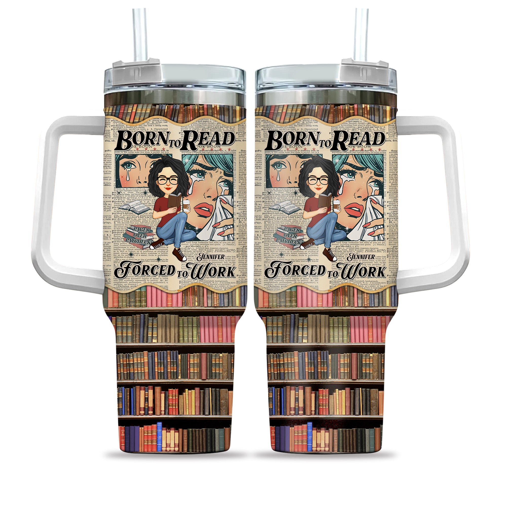 Retro Comfort Born To Read Bookish Steel Tumbler, Funny Reader Book Addict Steel Tumbler - Personalized Steel Tumbler For Reading Lovers Tu20