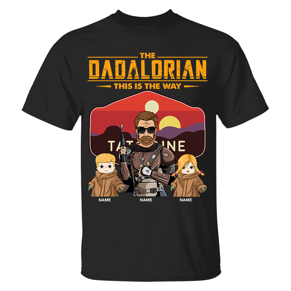 The Dadalorian This Is The Way - Personalized Shirt - Custom Nickname With Kids Tatooine Sunset Shirt Gift For Dad