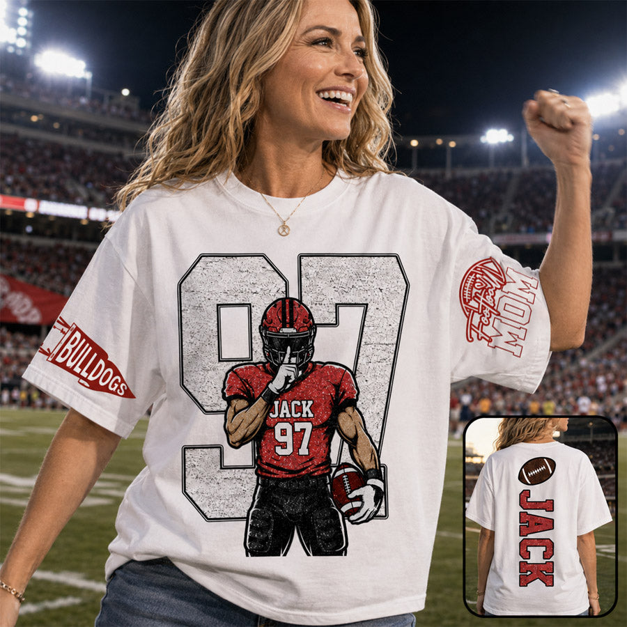 Custom Spirit Shirt, Personalized Team Tee, Custom Initial Shirt with Number & Sleeve Print, Game Day Shirt Nh00